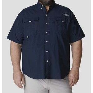 Columbia Mens Bahama II UPF 30 Short Sleeve PFG Fishing Shirt Blue 4X/4TF Hiking